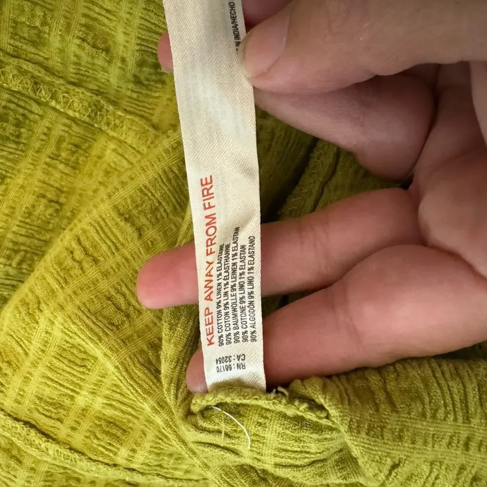 Free People Lime Green Sleeveless Jumpsuit NEW Size Large Linen Cotton